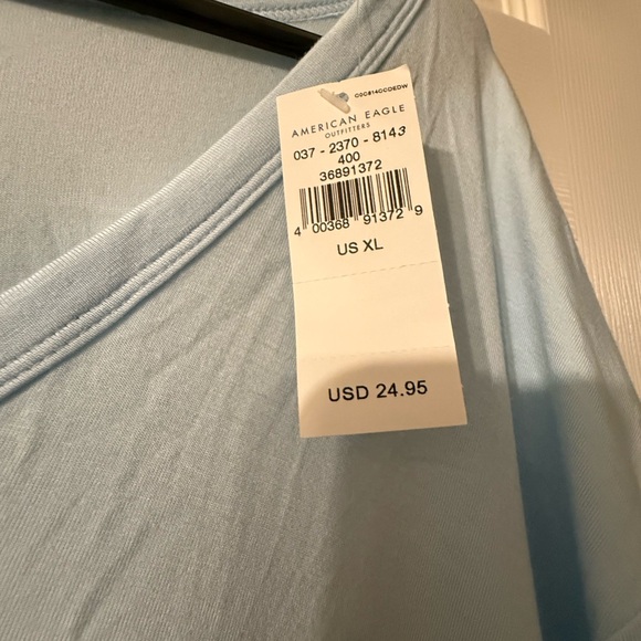 American Eagle Outfitters Light Blue V-Neck Tee - Picture 2 of 4
